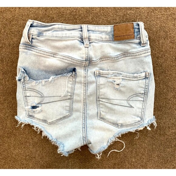 American Eagle Shorts Womens 0 Low Rise Distressed Next Level Stretch Y2K Denim - Picture 2 of 9